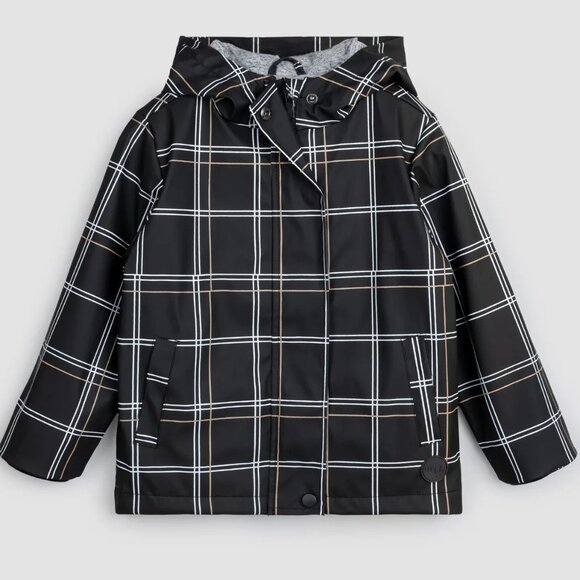 Miles the Label Grid Print on Black Hooded Raincoat 5Y NEW! - Picture 11 of 12
